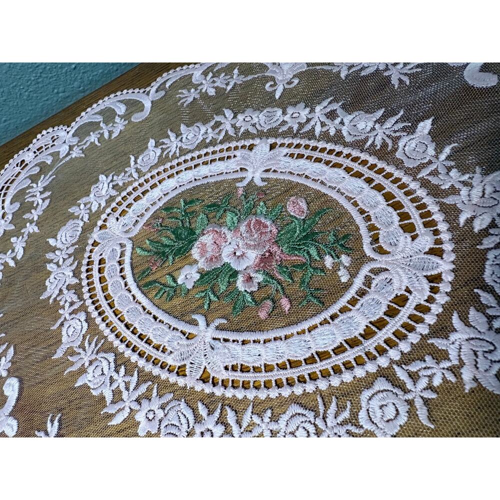 Pink Lace Placemats Set of 10 French Crochet Doilies Floral Table Mats